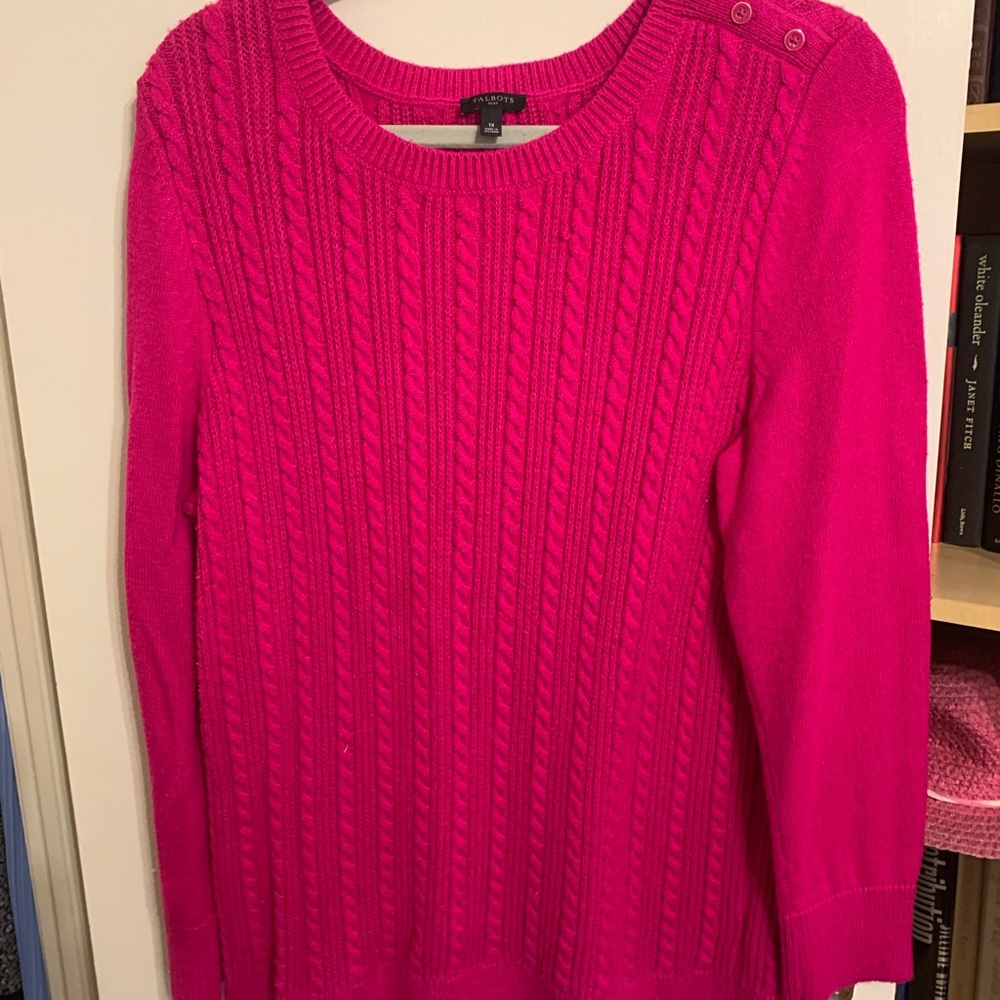 Talbots Fuchsia Cable Knit Sweater